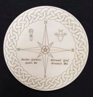 Altar Board with Compass and Goddess and God Symbols ~ SALE