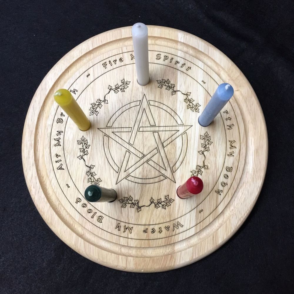 Hand Crafted Elements Altar or Kitchen Board with Candle Holders
