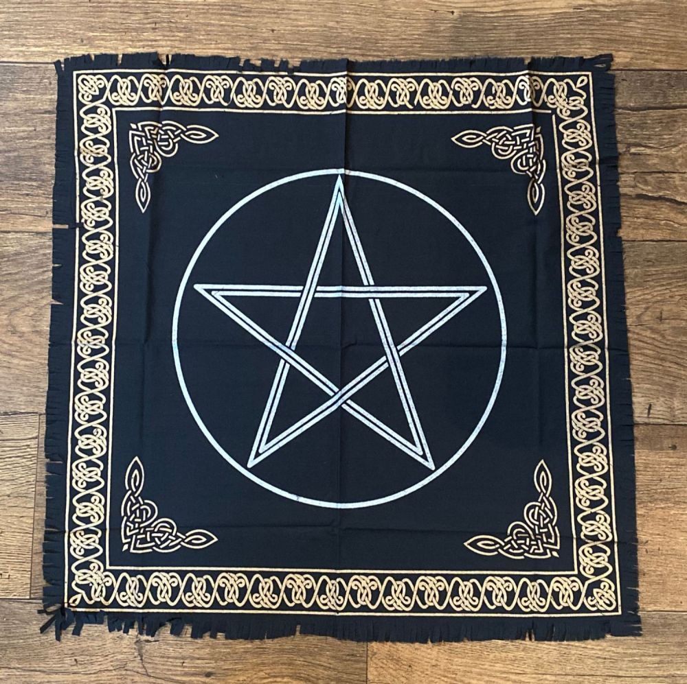 Black and Gold Pentagram Altar Cloth 65 cm x 65 cm