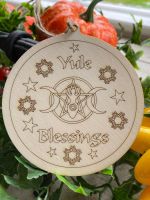 Hand Crafted Yule Blessings Wooden Decoration