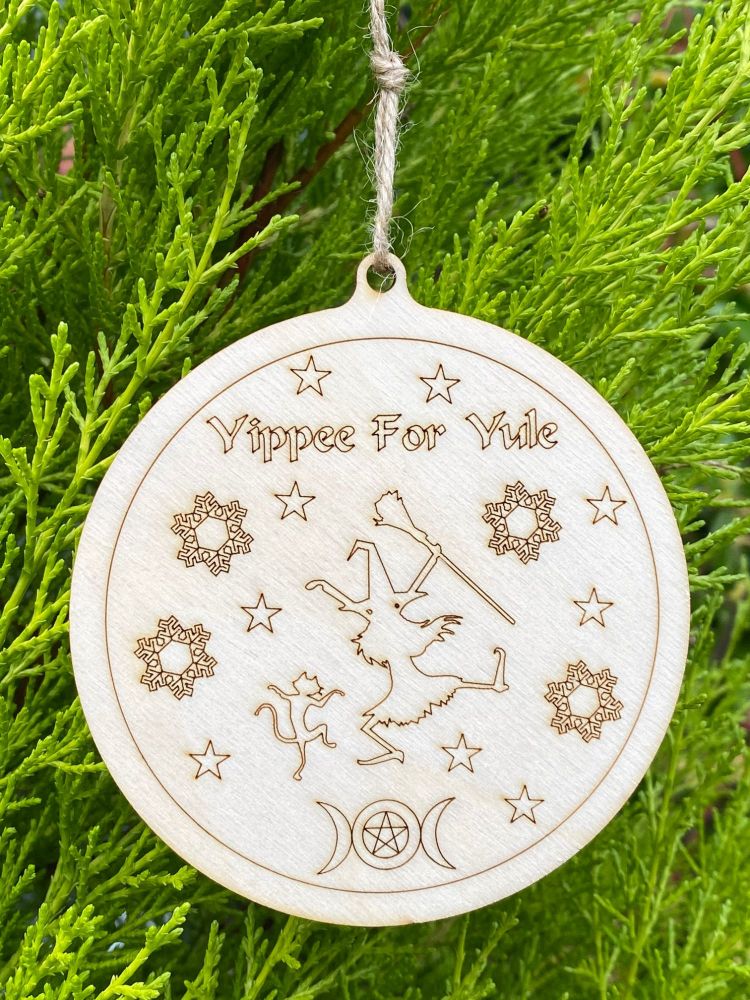 Hand Crafted Yippee for Yule Wooden Decoration