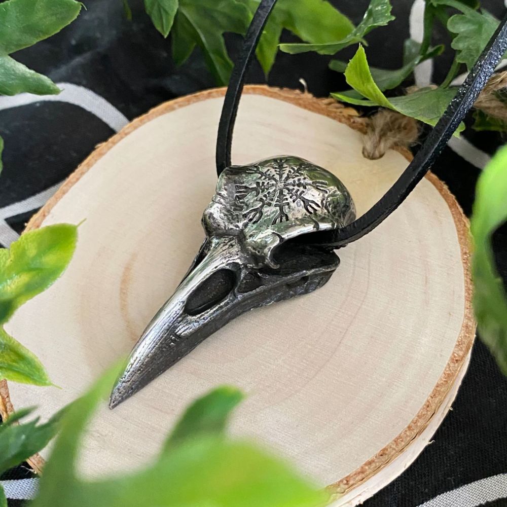 Helm of Awe Raven Skull Pendant by Alchemy England
