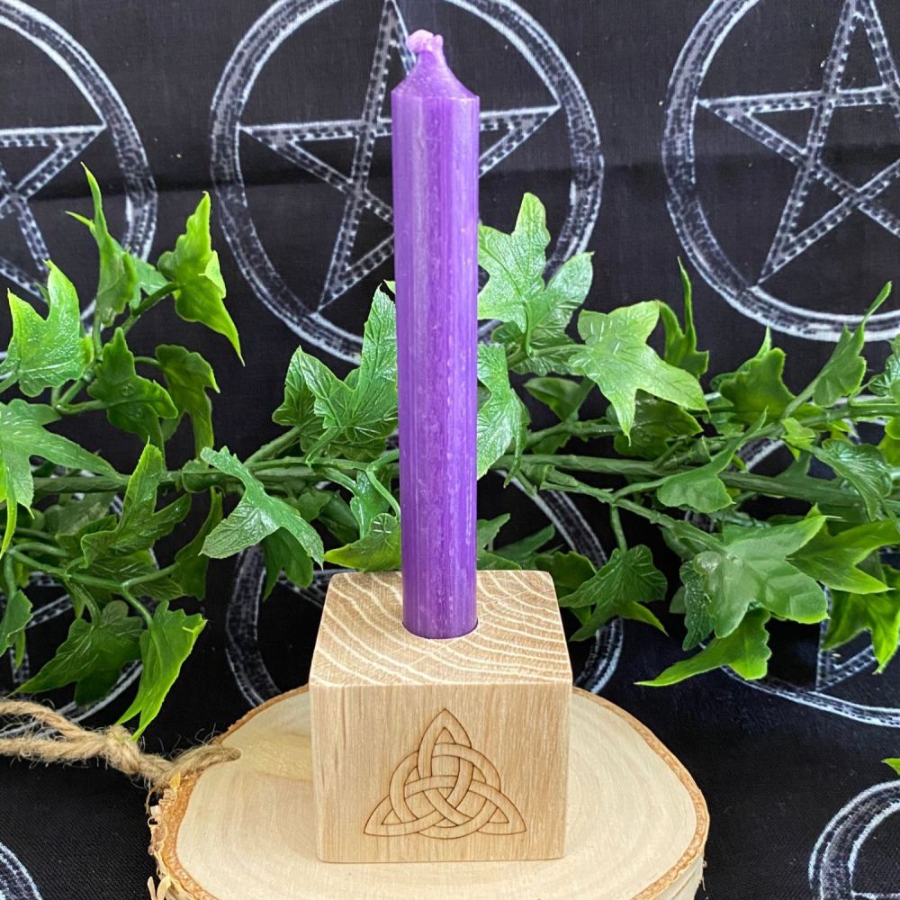 Triquetra  Oak Candle Holder