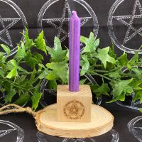 Celtic Pentagram  Oak Candle Holder