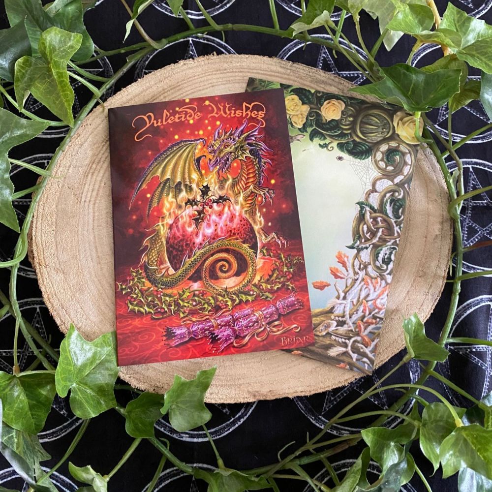Flaming Dragon Pudding ~ Christmas Card by Briar