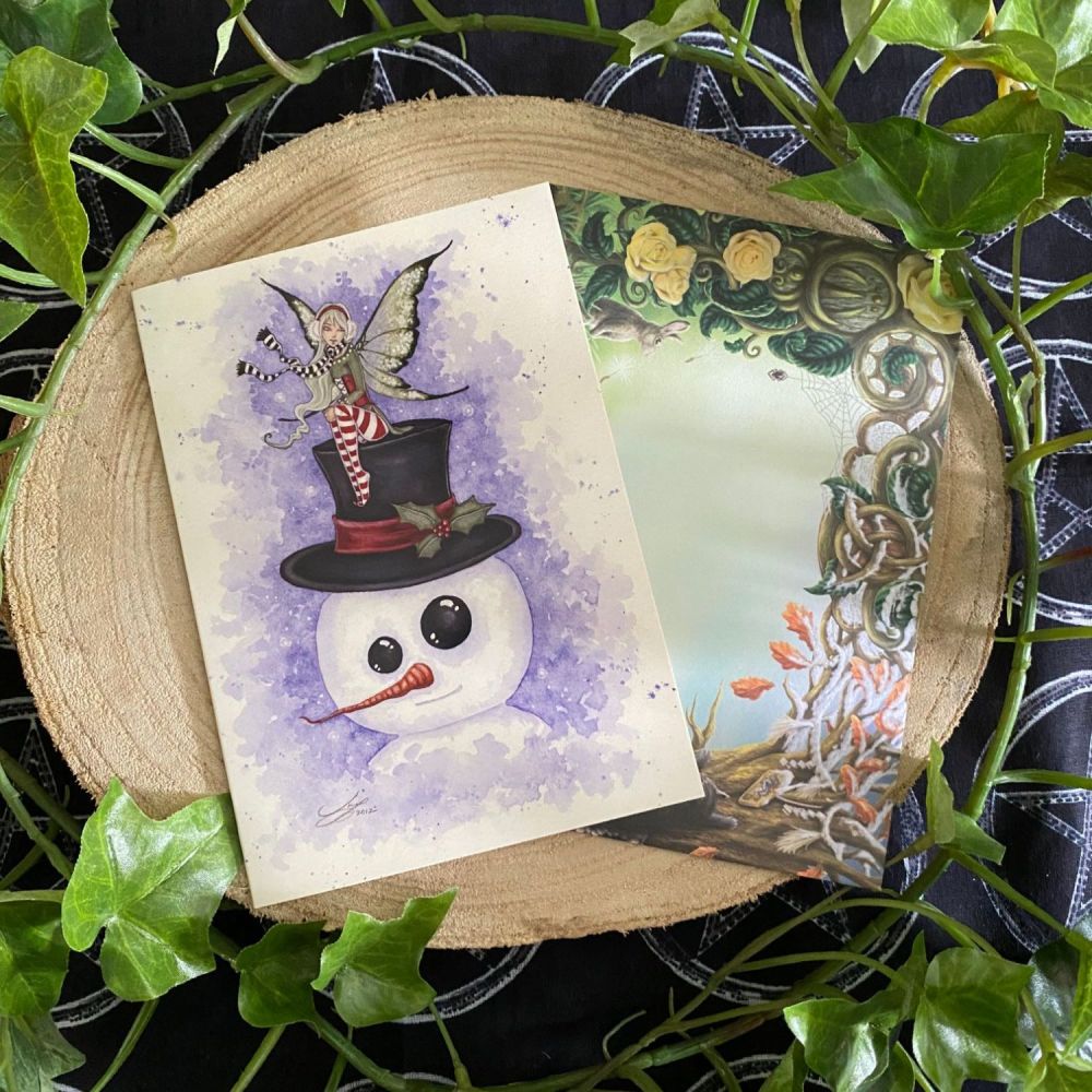 Frosty Friend  Yule Card by Amy Brown