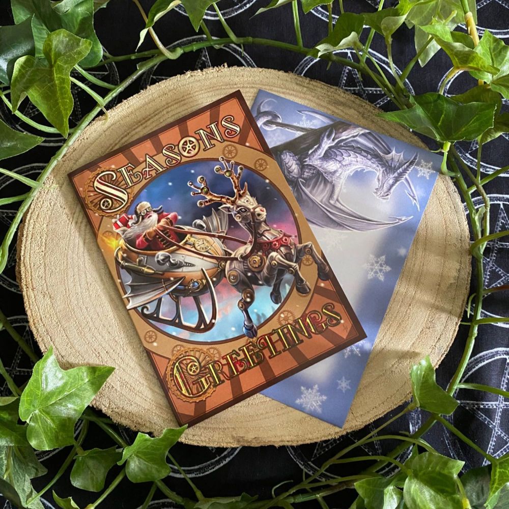 Steam Punk Santa ~ Yule Card by Anne Stokes