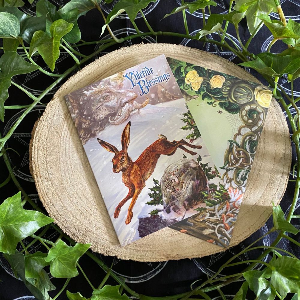 Midnight Rune Hare ~ Christmas Card by Briar