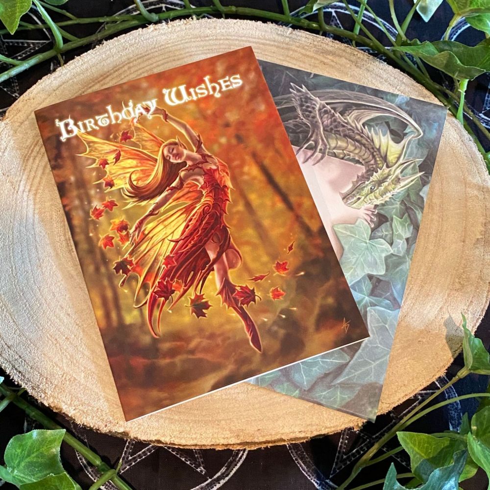 Autumn Fairy Birthday Card by Anne Stokes