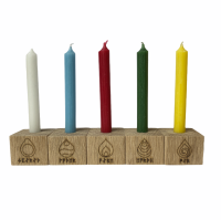 Oak Candle holders with Runic Elements Symbols ~ Set of 5