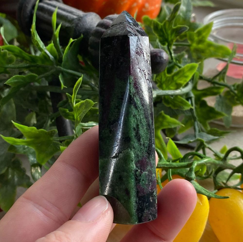 Carved Crystal Point ~ Ruby Zoisite #T1