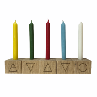 Oak Elemental Candle holders with Elements Symbols ~ Set of 5 ~ SALE