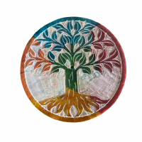 Soapstone Round Incense Stick Plate with Tree of Life