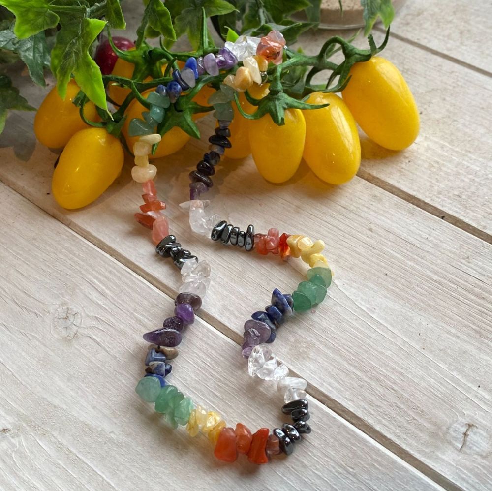 Chakra Crystal Chip Necklace