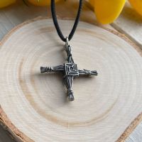 Pewter St Bridget's Cross Pendant with Black Cord Necklace ~ SALE