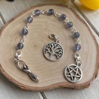 Lolite Spell Beads with Pentagram, Goddess and Tree of Life Charms