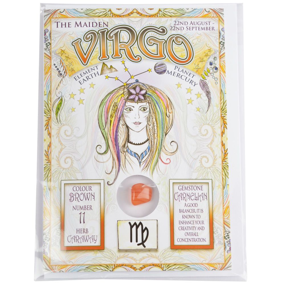 Zodiac Greeting Card with Crystal ~ Virgo