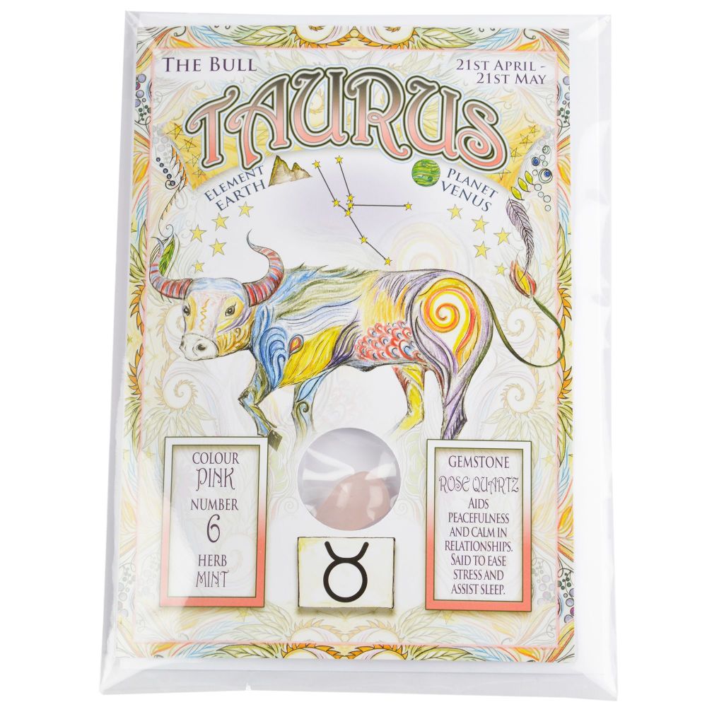 Zodiac Greeting Card with Crystal ~ Taurus