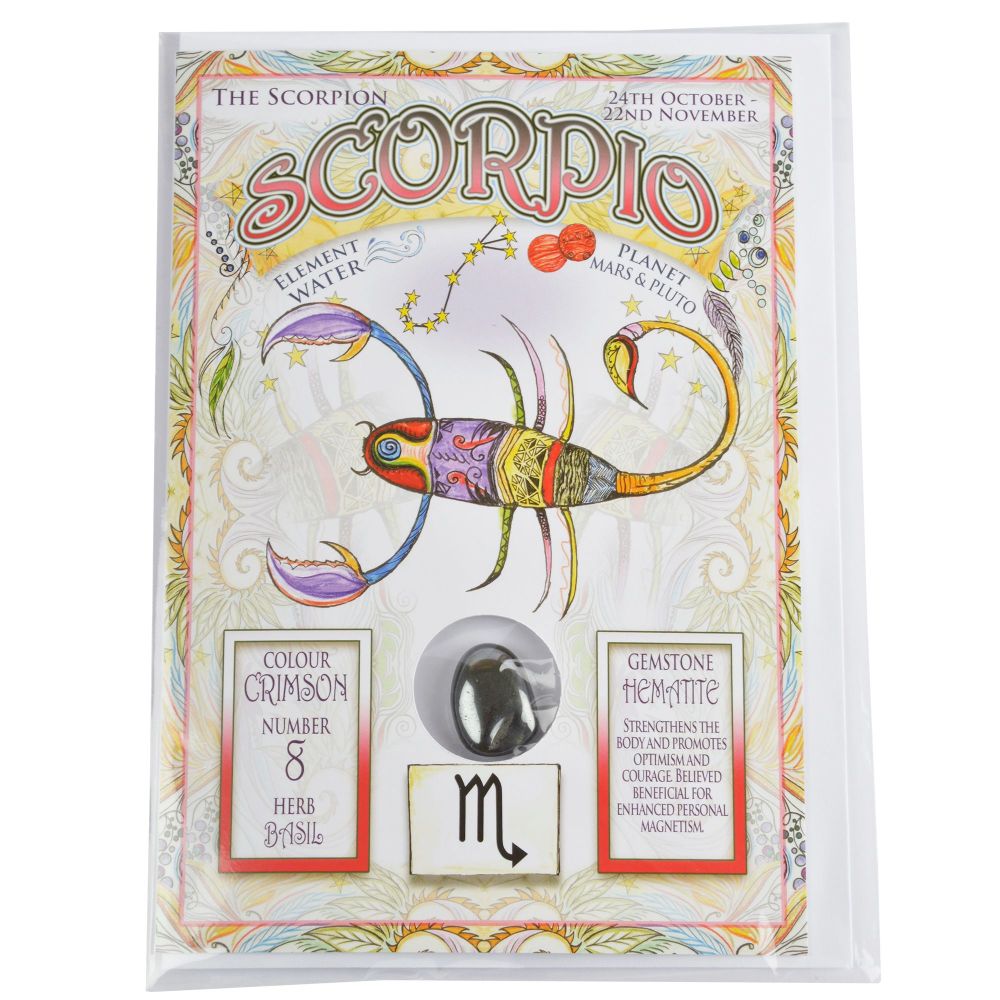 Zodiac Greeting Card with Crystal ~ Scorpio