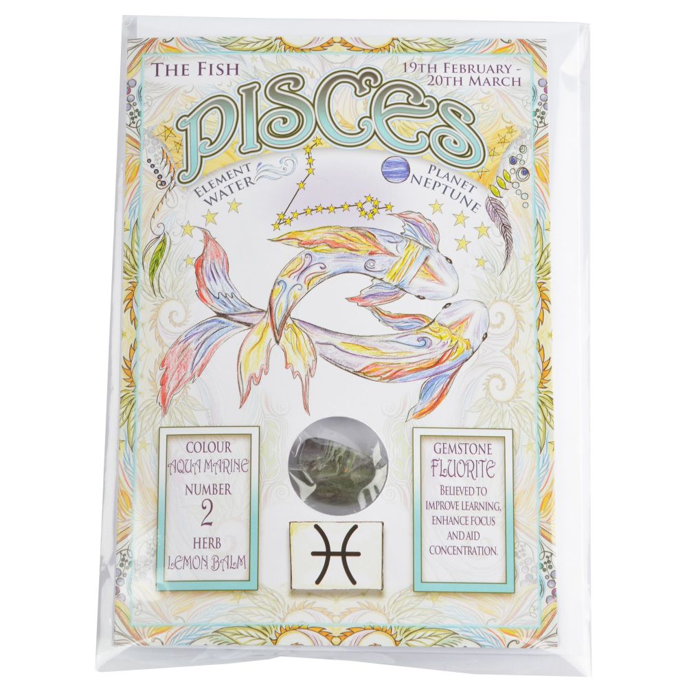 Zodiac Greeting Card with Crystal ~ Pisces