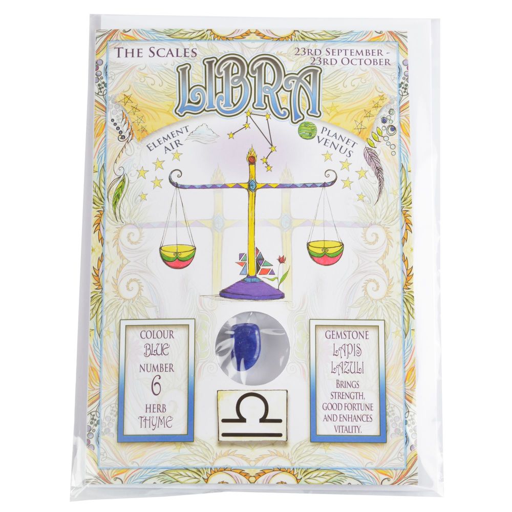 Zodiac Greeting Card with Crystal ~ Libra