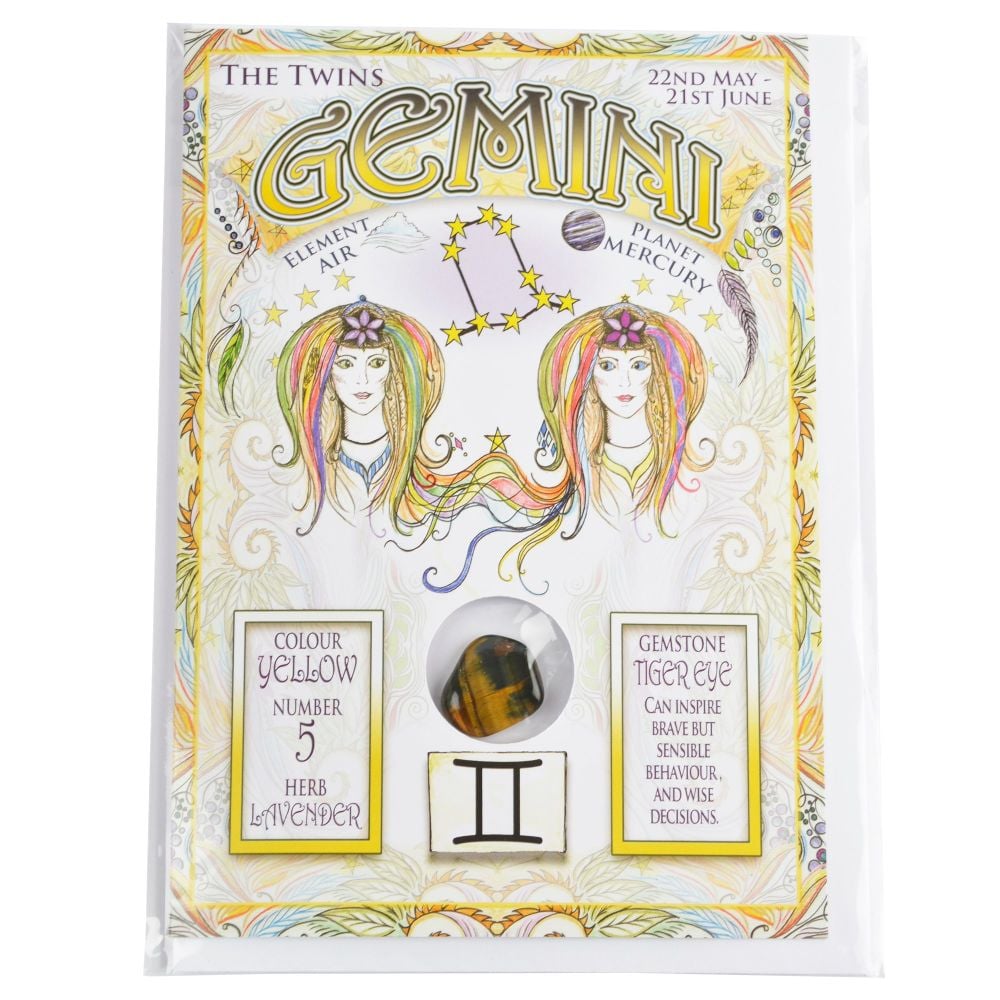 Zodiac Greeting Card with Crystal ~ Gemini