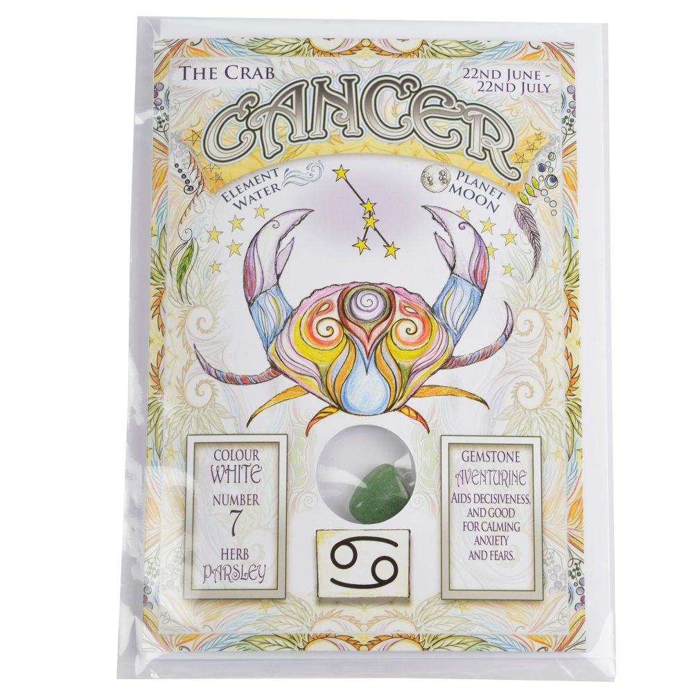 Zodiac Greeting Card with Crystal ~ Cancer