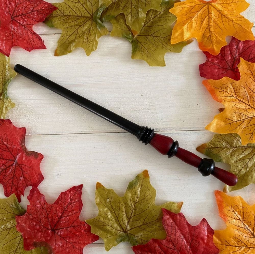 Hand Crafted Wooden Pocket Wand ~ Red and Black  #3