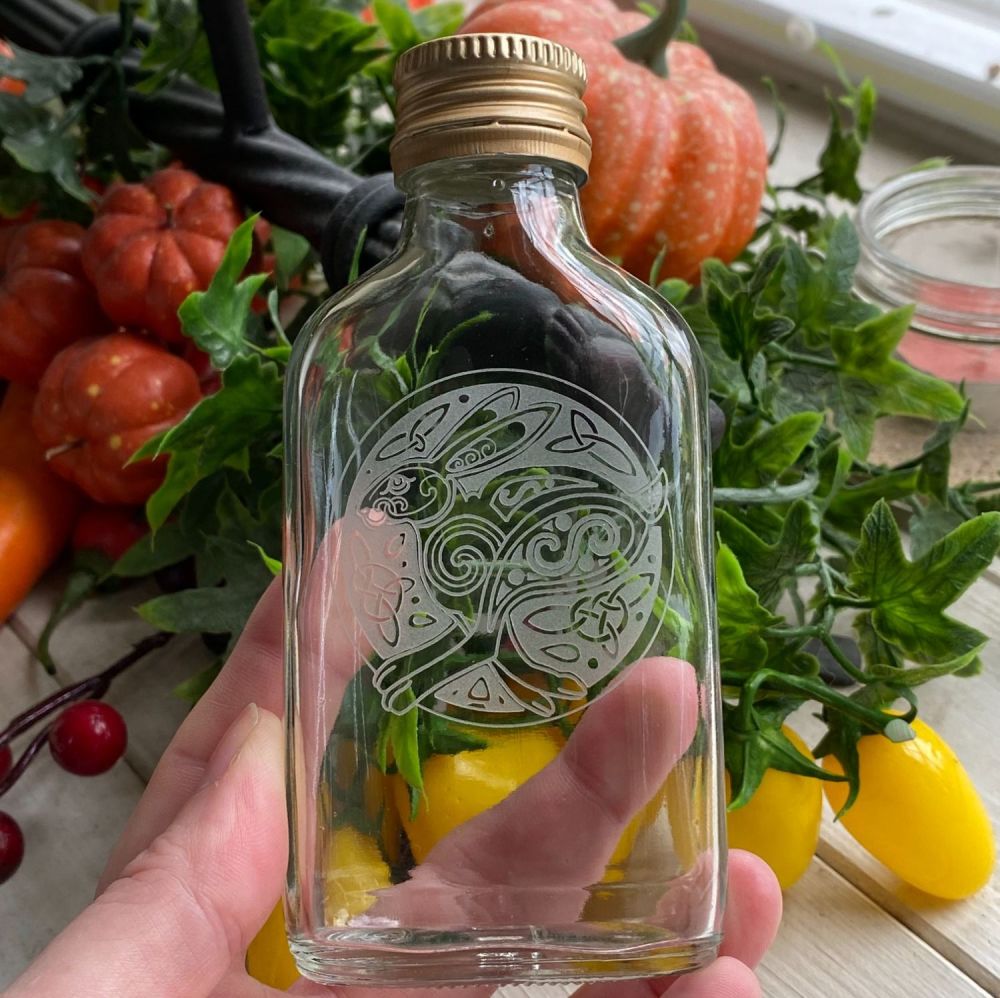 Glass Potion Bottle ~ Celtic Hare