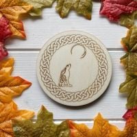 Moon Gazing Hare Altar Tile with Celtic Border