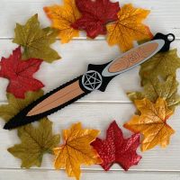 Hand Crafted Copper, Black and Silver Athame with Pentagram and Triple Moon Design