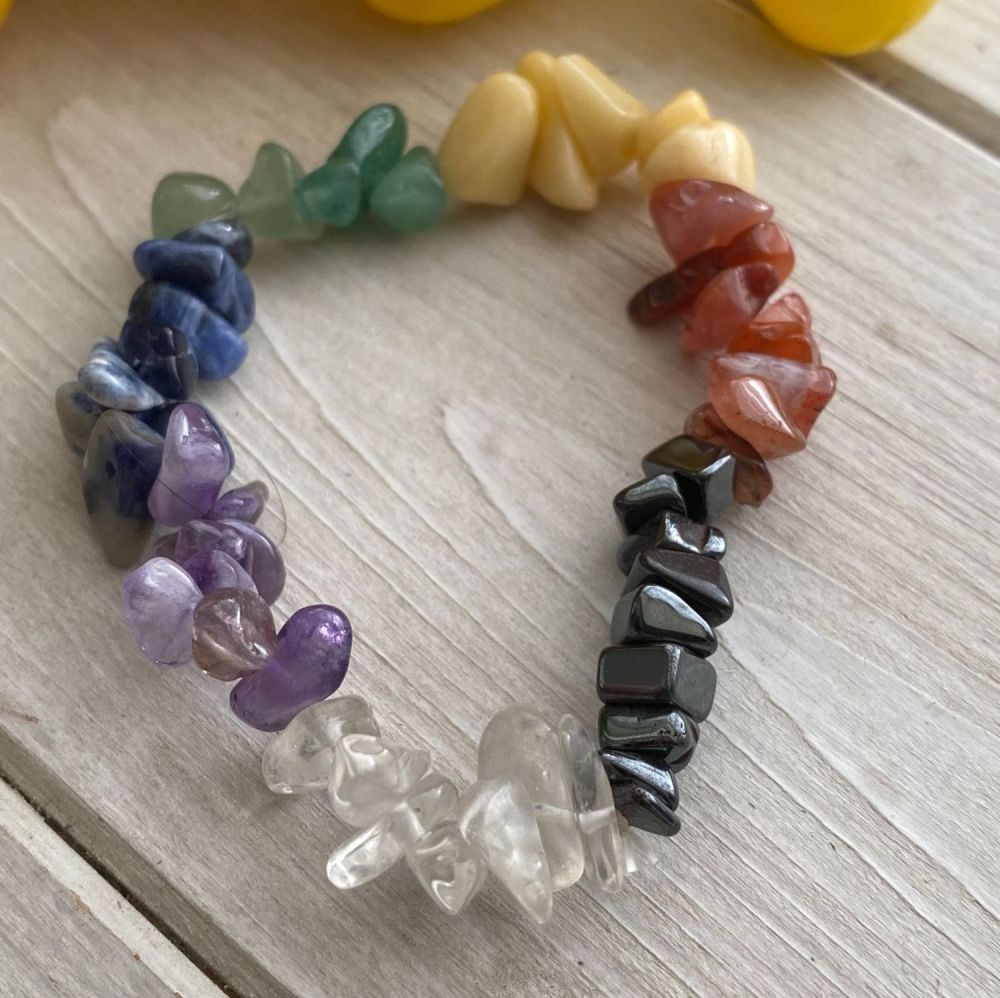 Chakra Crystal Chip Bracelet