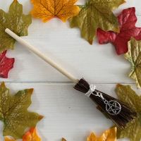 Hand Crafted Witches Broom with Pentagram Charm