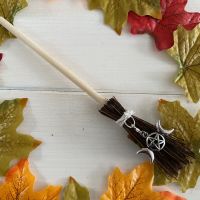Hand Crafted Witches Broom with Triple Moon Charm