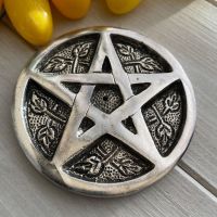 Aluminium Ash Catcher for Incense Sticks ~ Silver Pentagram