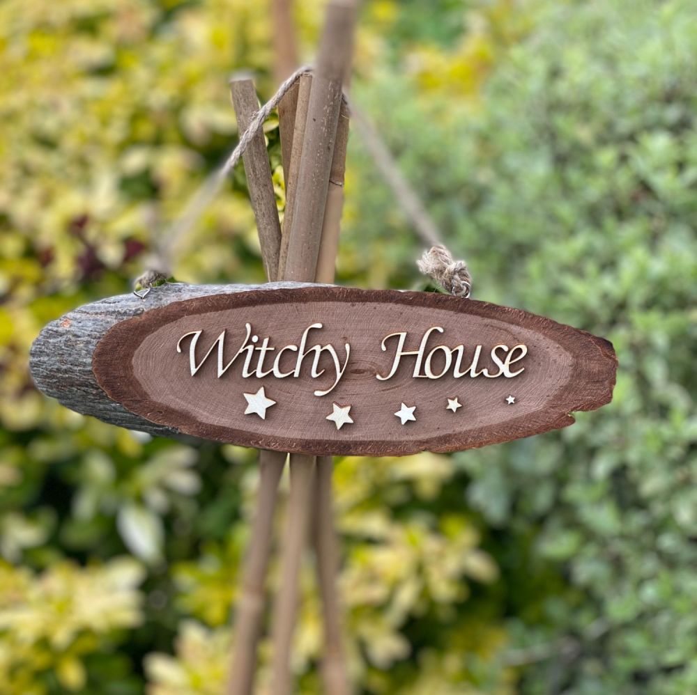 Witchy House Wooden Slice Sign