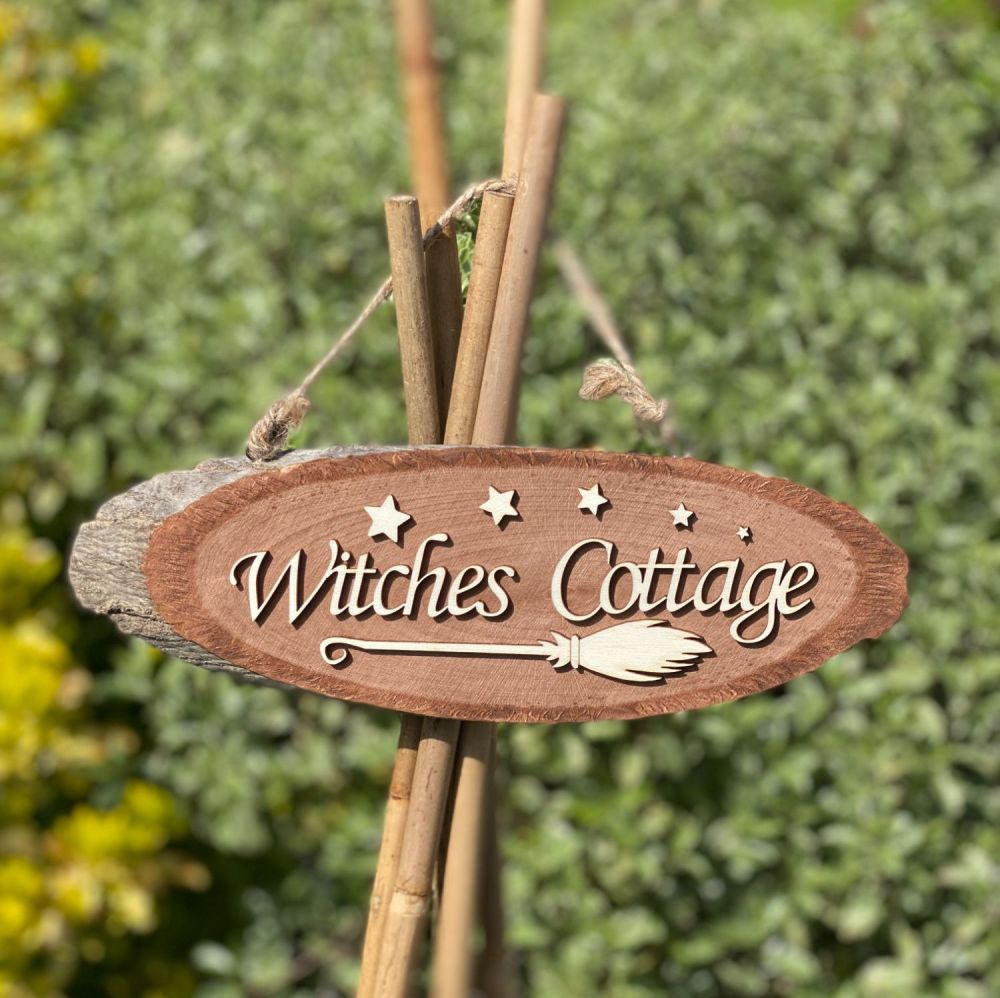 Witches Cottage Wooden Slice Sign ~ SALE