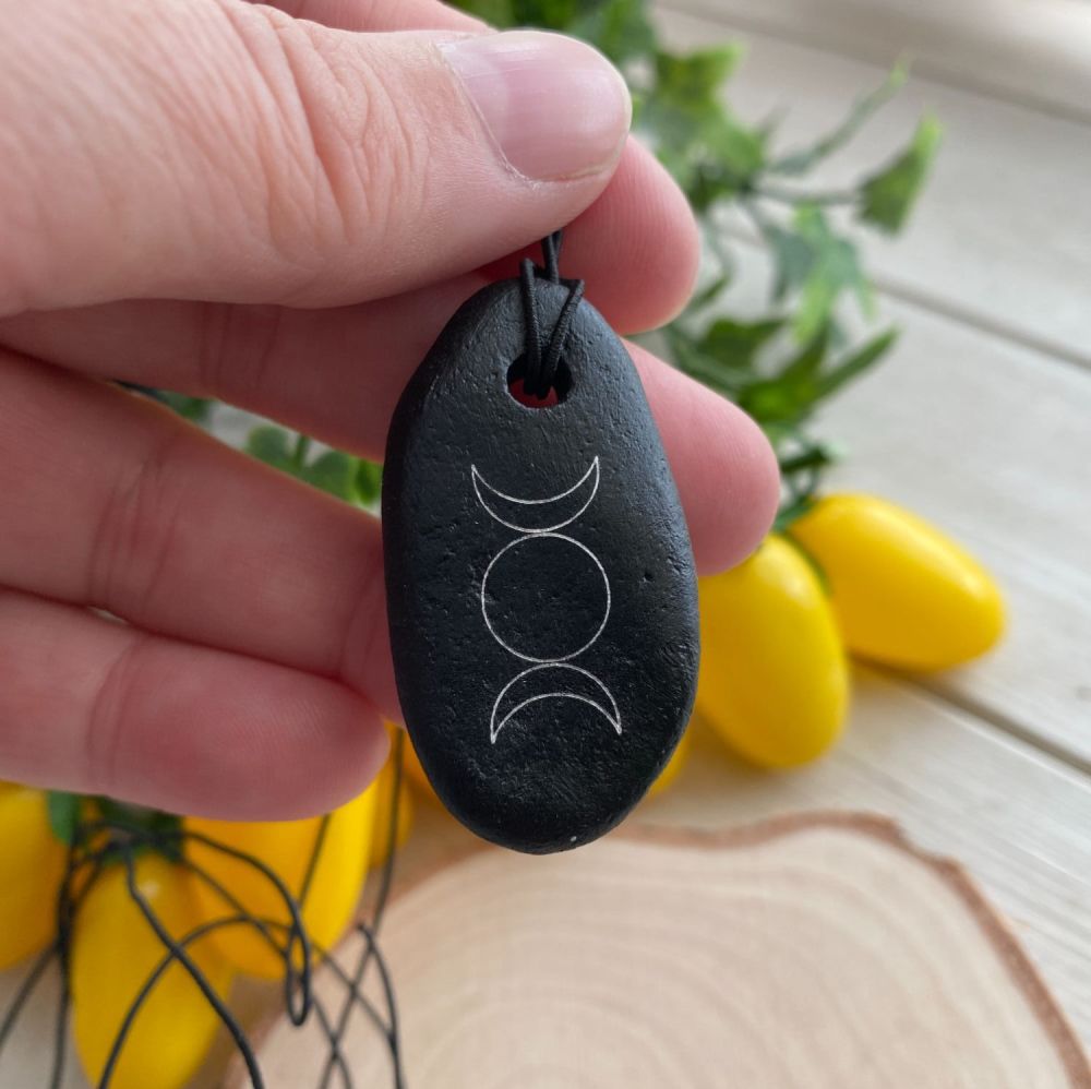 Moon Pendant Handcrafted from stone ~ Triple Moon SP5