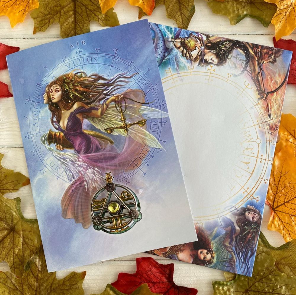 Elemental Talisman Greeting Card by Briar with Pendant ~ Air