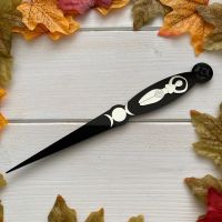 Hand Crafted Black and Silver Goddess and Triple Moon Athame