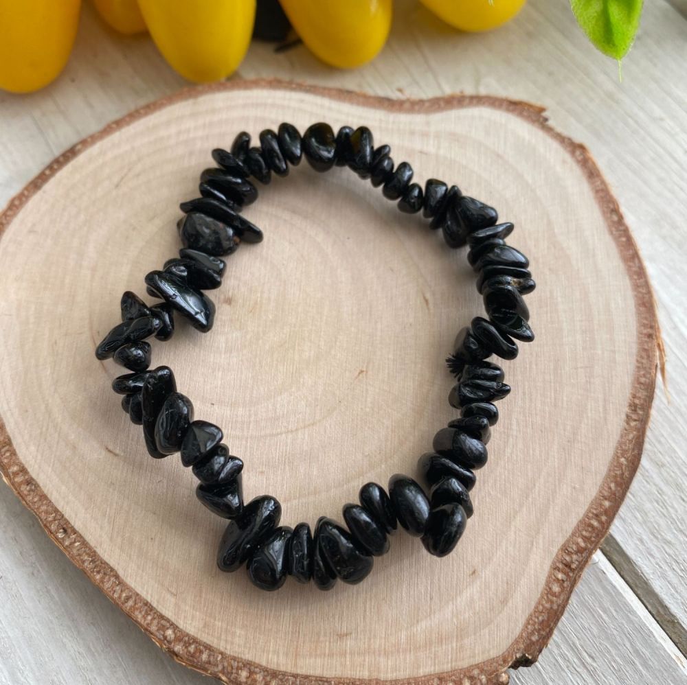 Black Tourmaline Crystal Chip Bracelet
