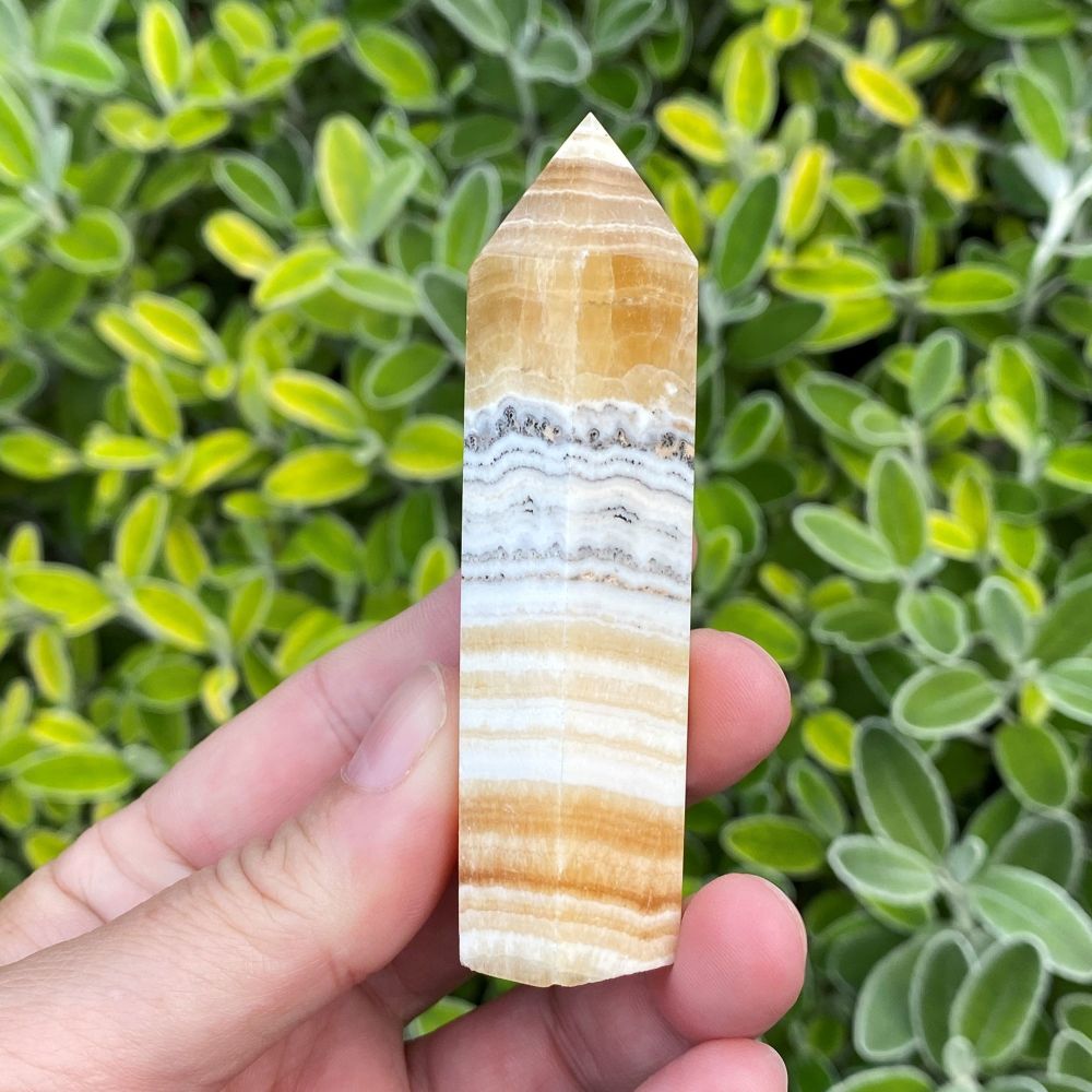 Banded Orange and White Calcite Crystal Tower ~ #H1 ~ SALE