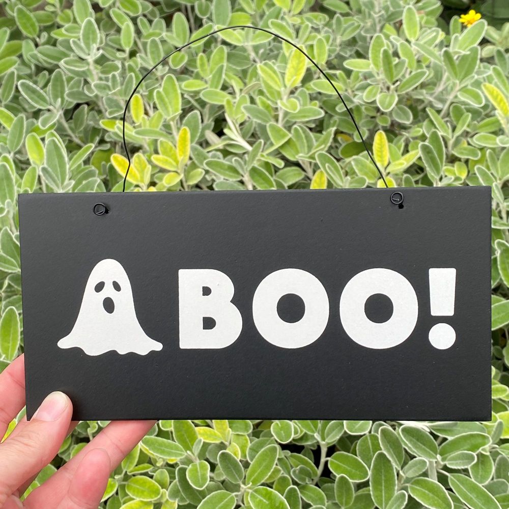 BOO Ghost ~ Hanging Wooden Sign