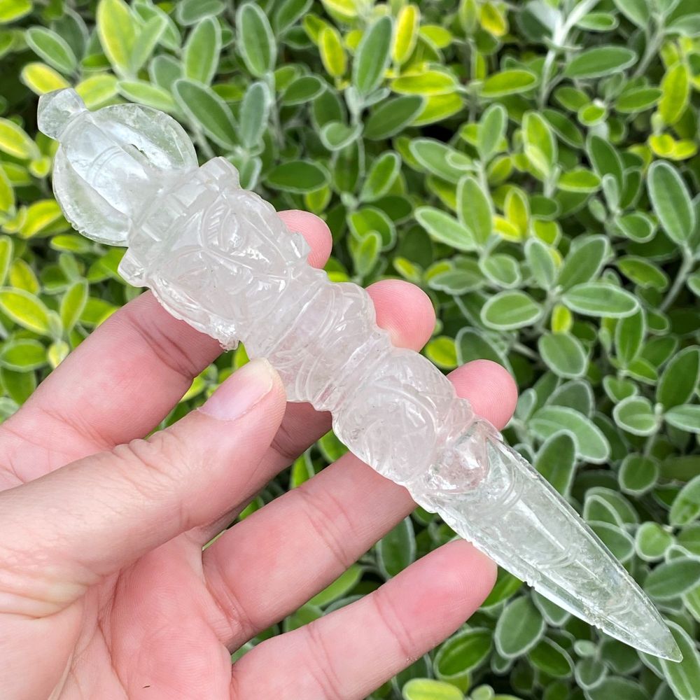 Quartz Carved Crystal Phurba with Buddha Face #2 ~ SALE