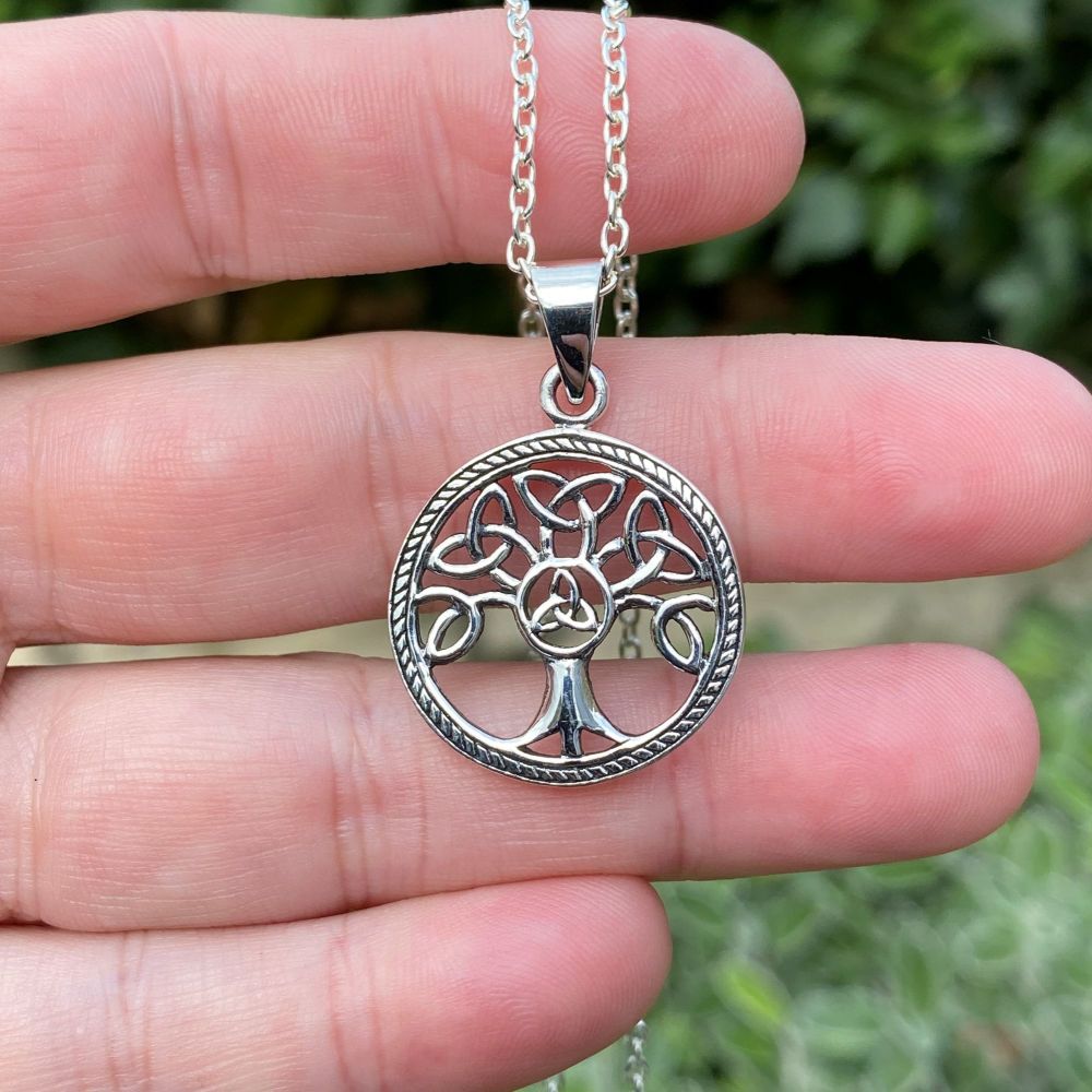 Celtic Tree of Life 925 Sterling Silver Pendant and free chain