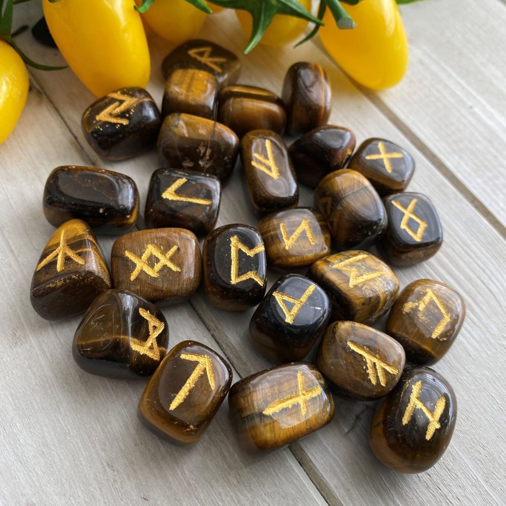 Tiger Eye Crystal Runes and Info Booklet