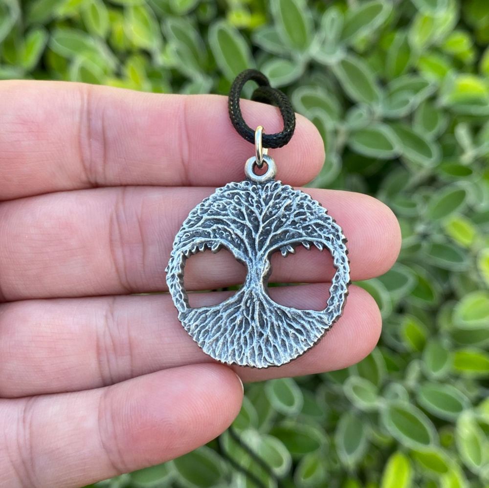 Pewter Tree of Life Pendant with Black Cord Necklace ~ SALE