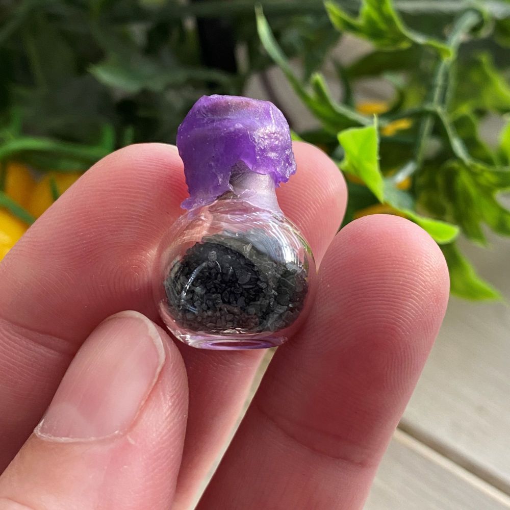 Hand Crafted Witches Black Salt Protection Bottle ~ SALE