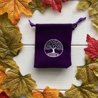 Purple Velvet pouch with Tree of Life design