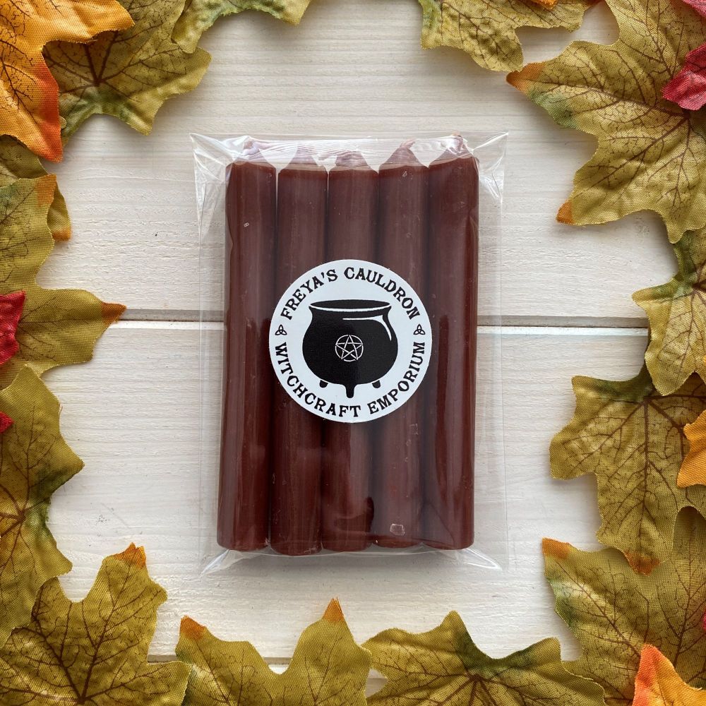 5 Brown 10 cm Spell Candles